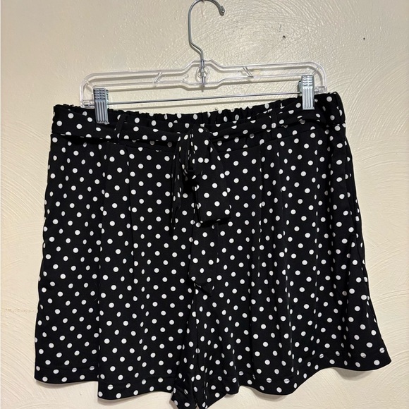 Robert Louis Pants - Robert Louis Black and White Polka Dot High Waist Shorts